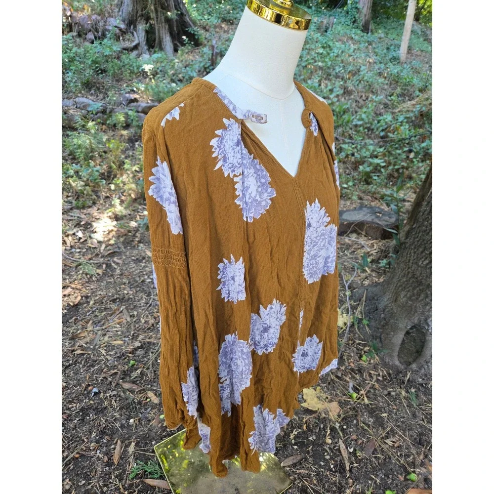 Free People Small Mustard‎ Floral Blouse - Picture 4 of 6